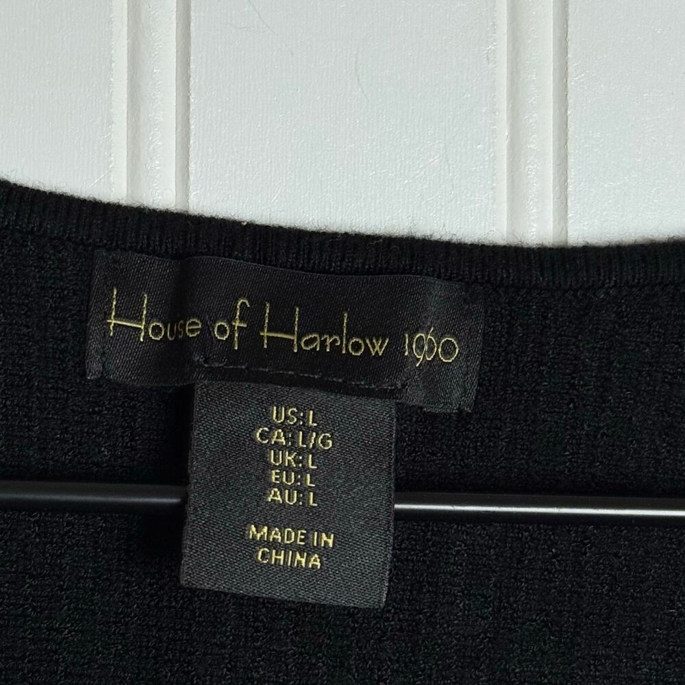 House Of Harlow Square Neck Ribbed Fitted Cropped Short Sleeve Women’s Size L - Picture 3 of 6